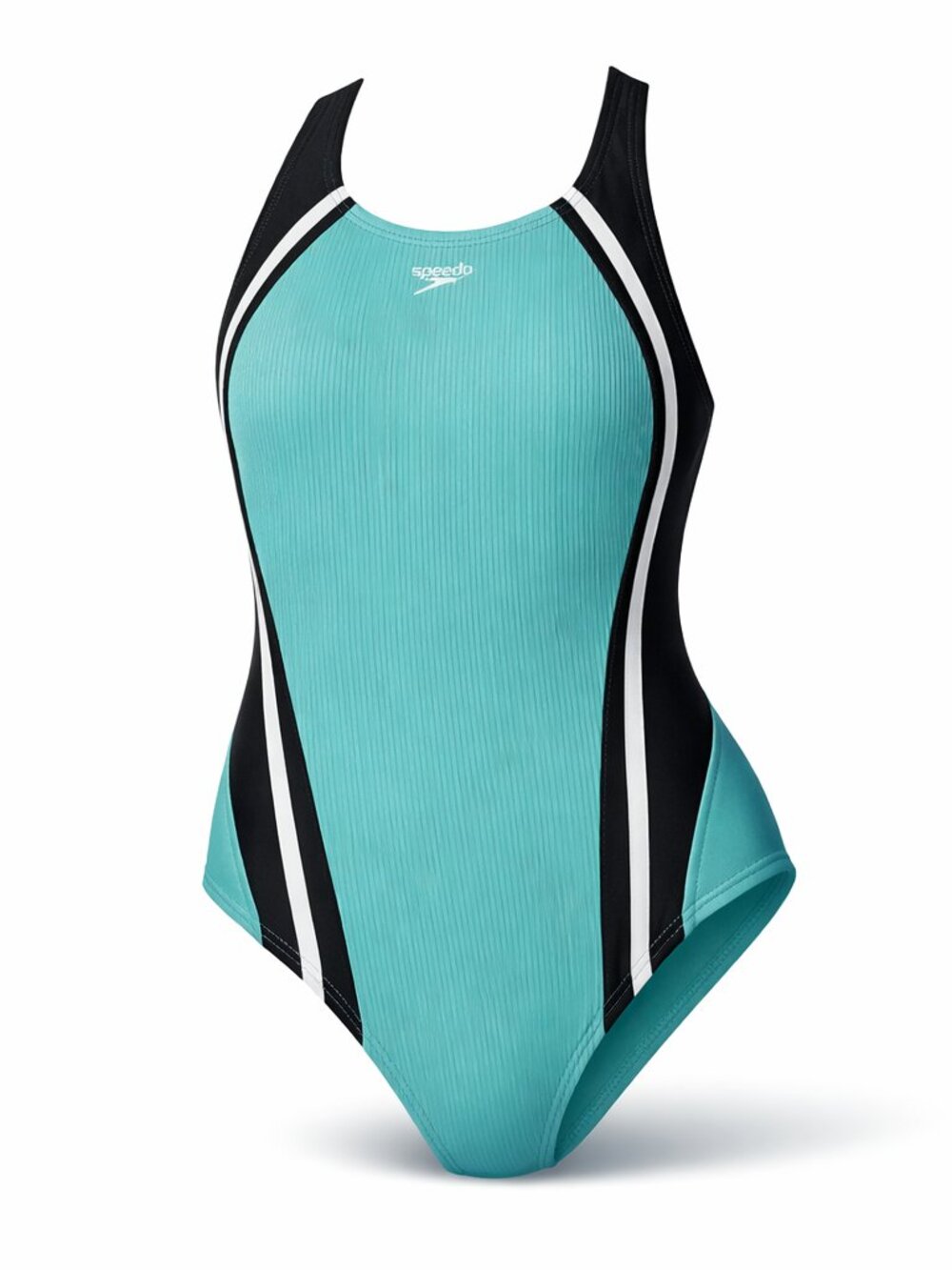 Speedo Mint Green One-Piece Swimsuit with Black & White Panels